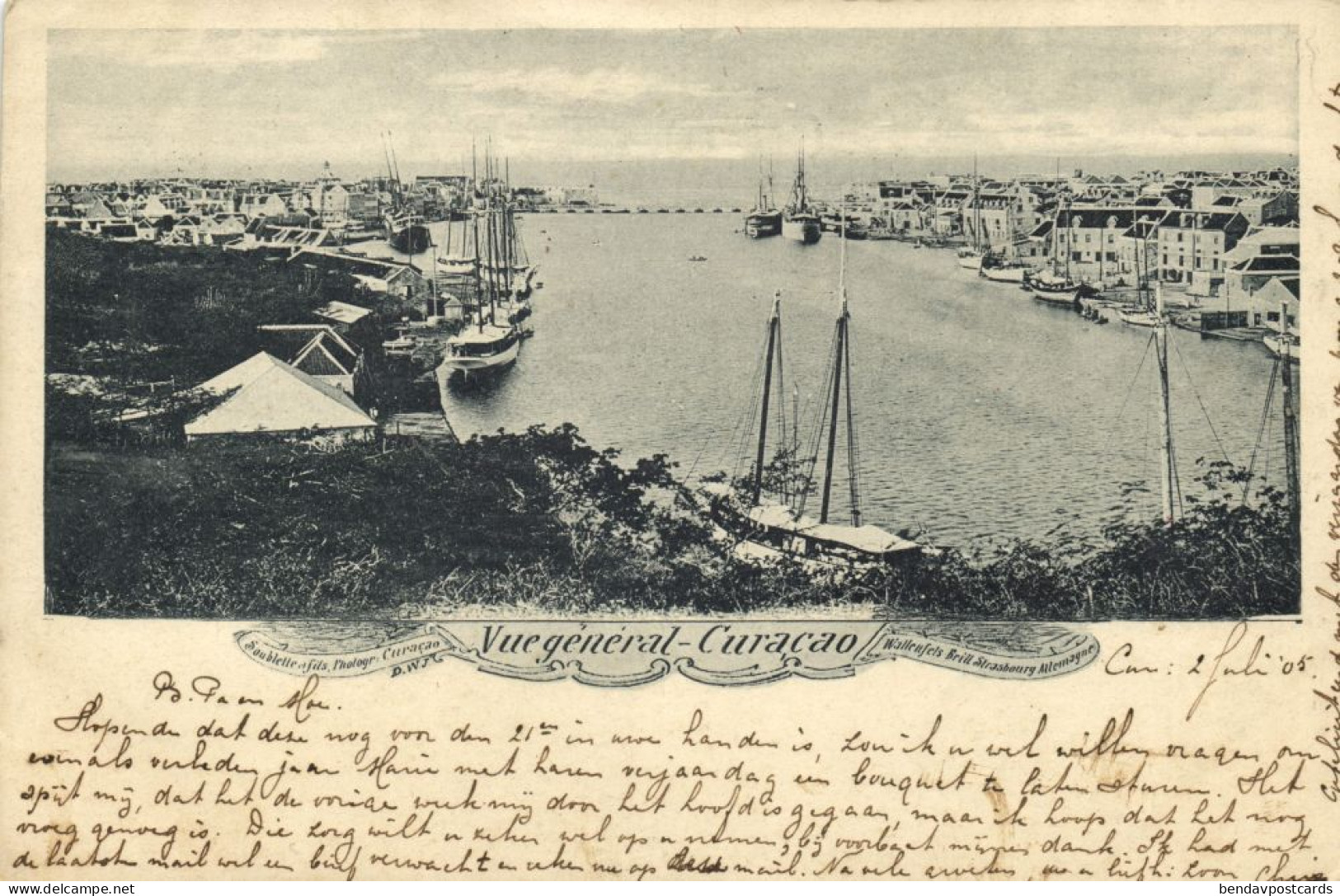 Curacao, W.I., WILLEMSTAD, General View (1905) Wallenfels-Brill Postcard - Curaçao