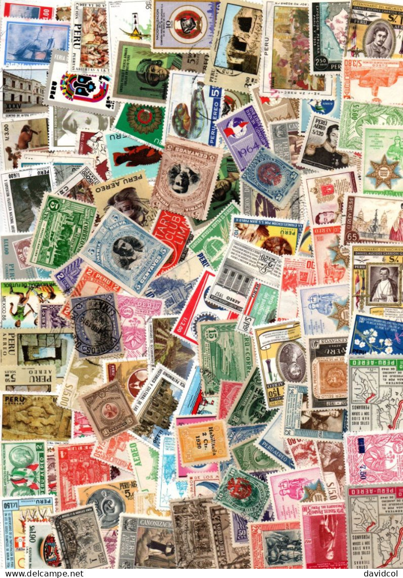 2486 - PERU, PACKET - 1200 ++ DIFFERENT STAMPS, MH/USED- EARLIES, AIR, FISCALS, CONMEMORATIVES - Peru