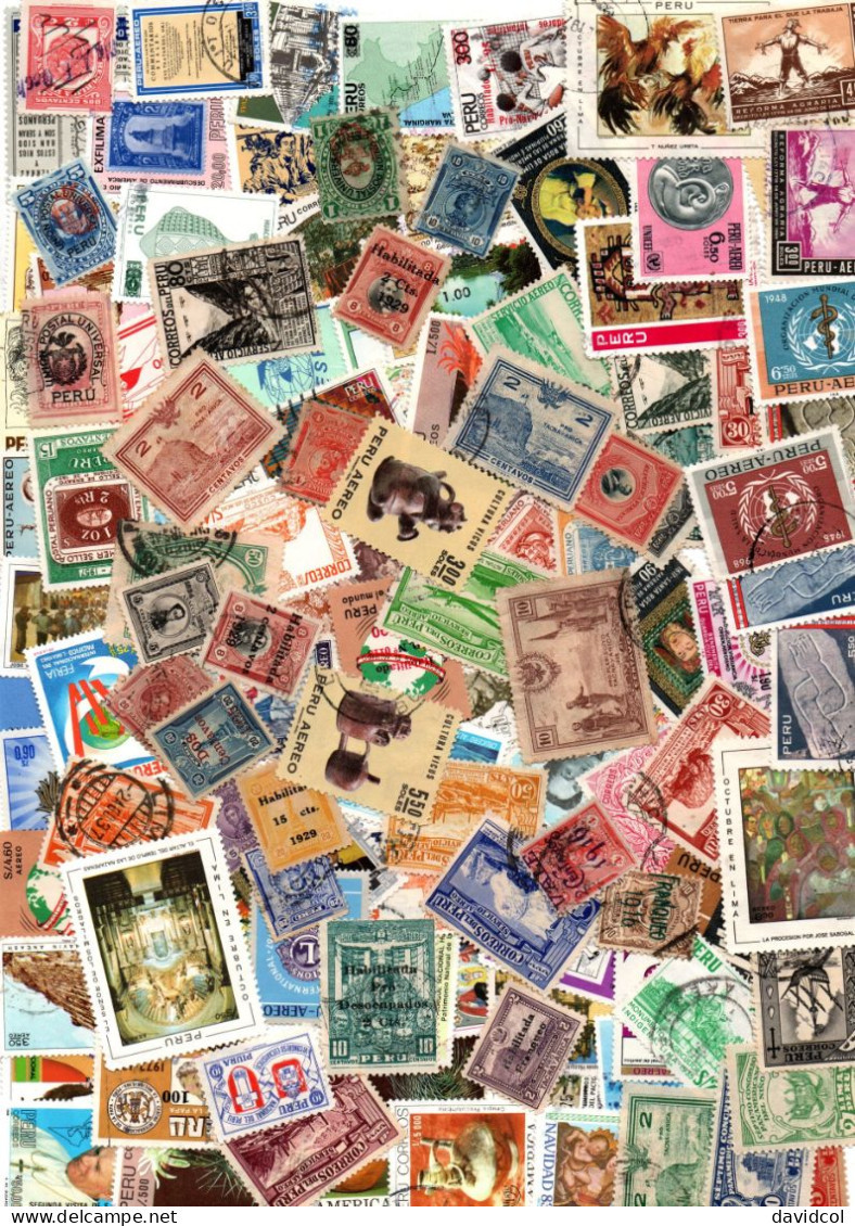 2486 - PERU, PACKET - 1200 ++ DIFFERENT STAMPS, MH/USED- EARLIES, AIR, FISCALS, CONMEMORATIVES - Pérou