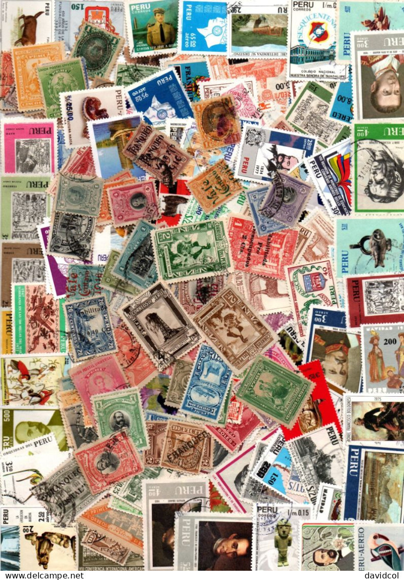 2486 - PERU, PACKET - 1200 ++ DIFFERENT STAMPS, MH/USED- EARLIES, AIR, FISCALS, CONMEMORATIVES - Pérou