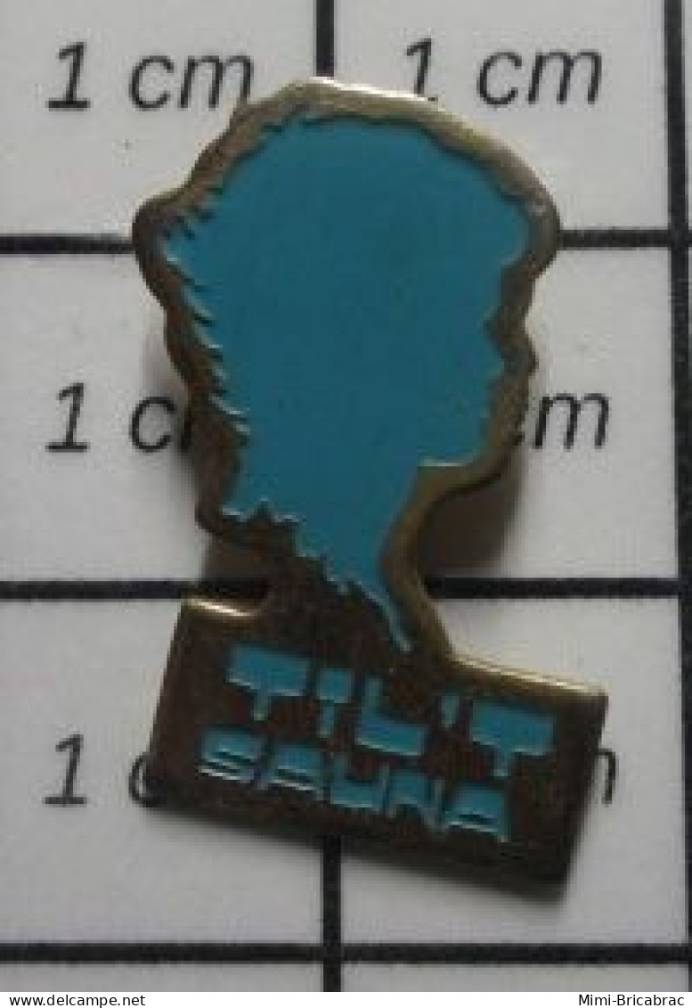 2120 Pin's Pins / Beau Et Rare : MARQUES / TETE DE FEMME BLEUE TIL'T SAUNA - Marques