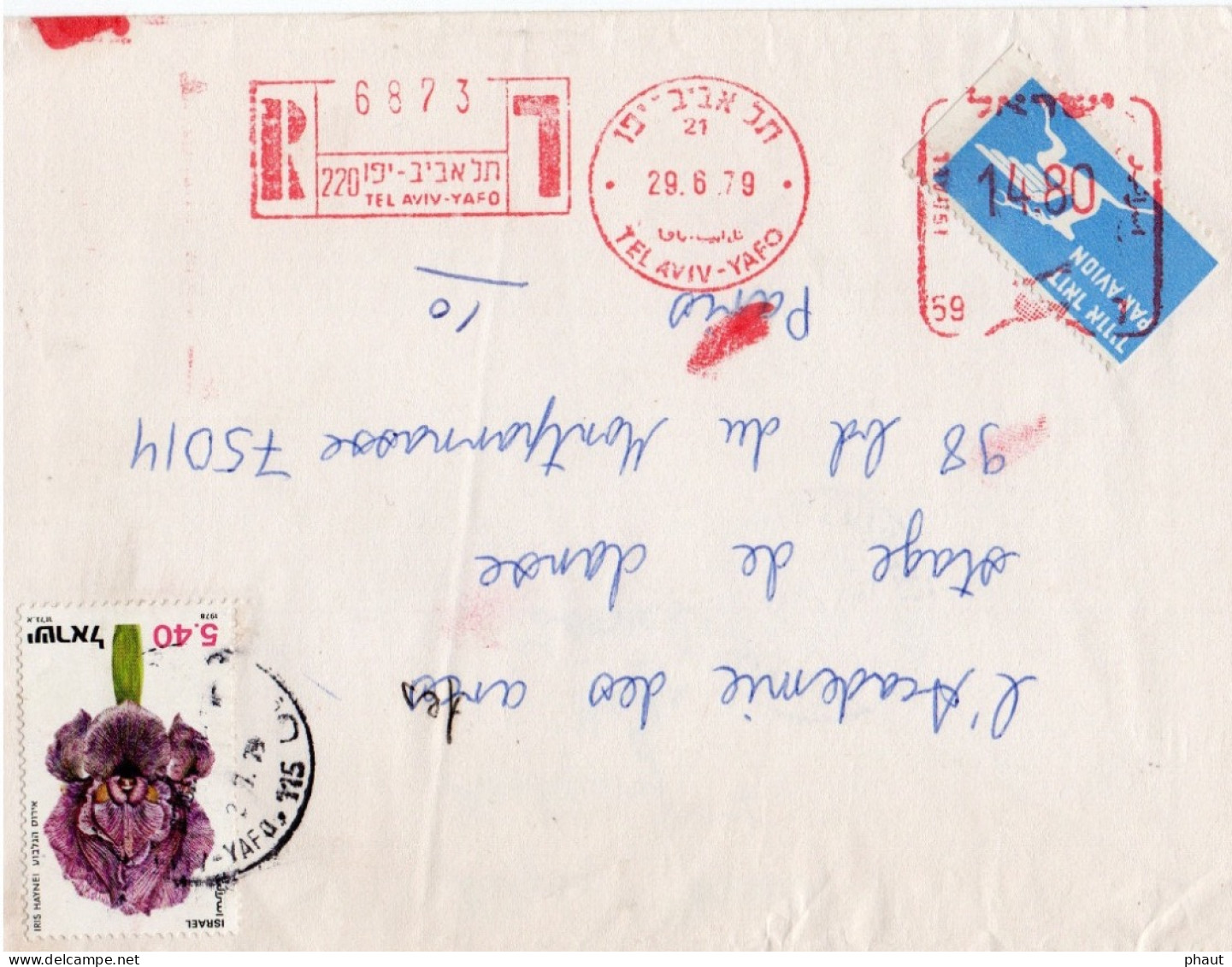 Lettre Par Avion De TEL AVIV à PARIS Timbre + EMA - Lettres & Documents