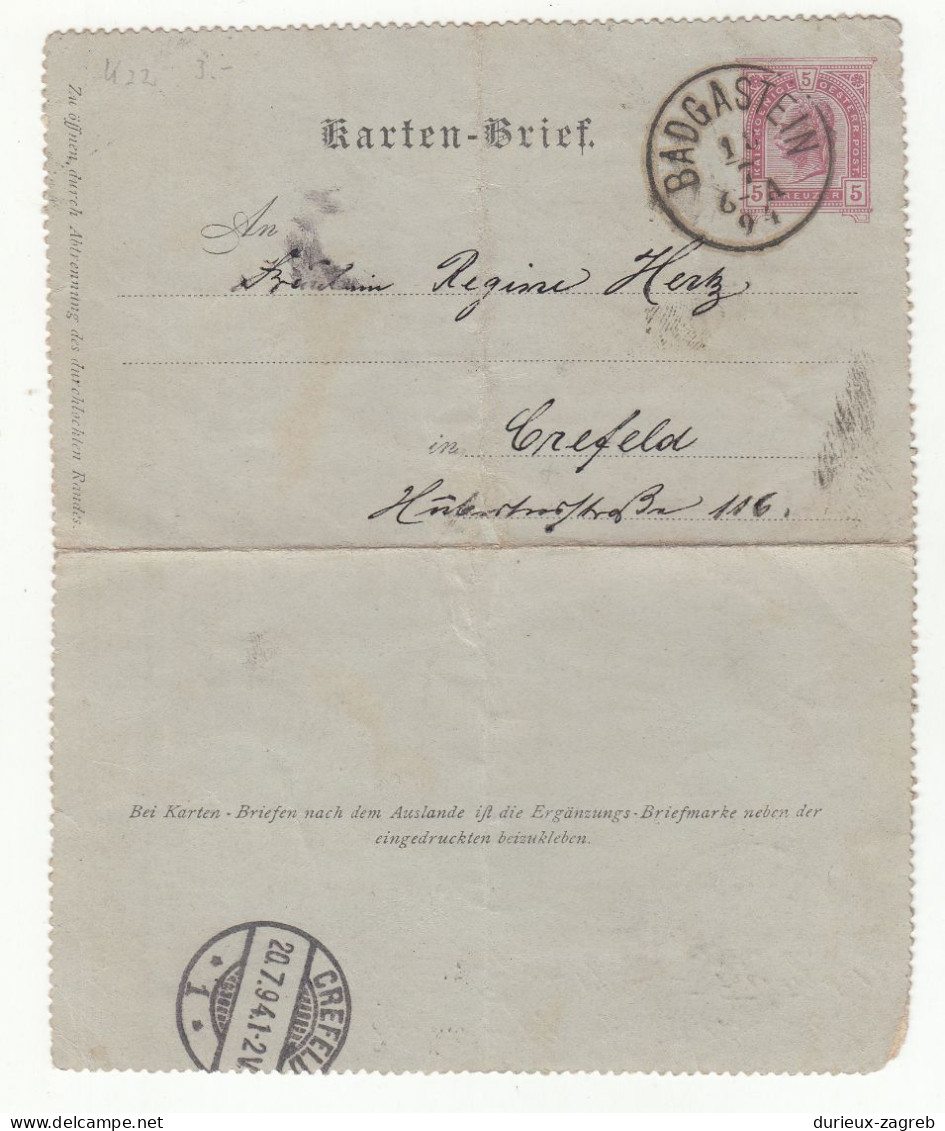 Austria Old Postal Stationery Letter-card Posted 1894 Badgastein B240401 - Carte-Lettere