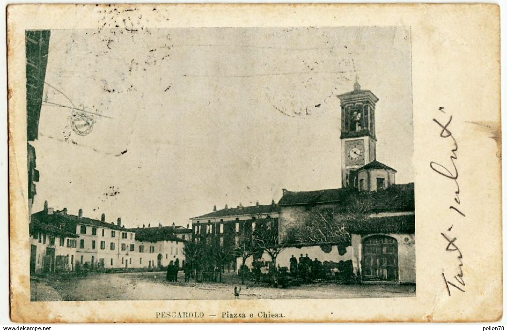PESCAROLO - PIAZZA E CHIESA - CREMONA - Primi '900 - Vedi Retro - Formato Piccolo - Cremona