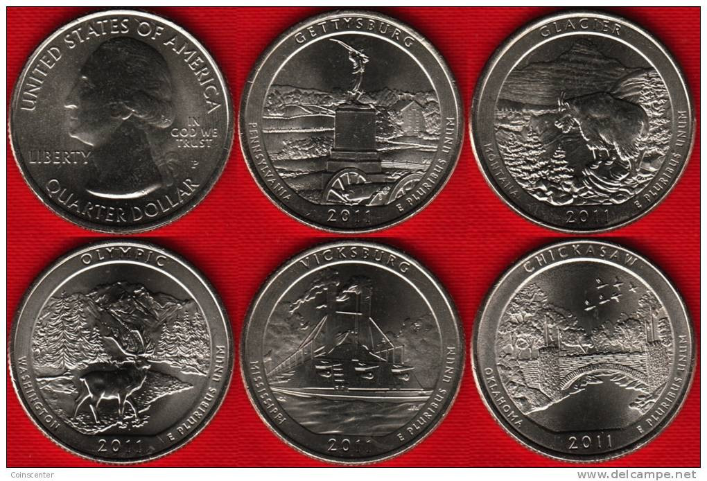 USA Set Of 5 Quarters: "America The Beautiful" 2011 P UNC - 2010-...: National Parks