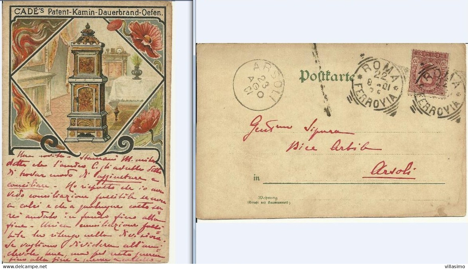 CADÉ’s Patent - Kamin - Dauerbrand-Oefen - (Brevetto CADÉ’s - Caminetto O Stufa A Combustione) - V. 1901 - Sonstige & Ohne Zuordnung