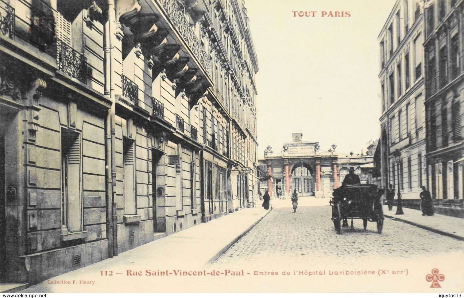 CPA. [75] Paris > TOUT PARIS - N°112 - Rue St-Vincent De Paul - Entrée De Hôpital Lariboisière (Xe Arr)- Coll. F. Fleury - Arrondissement: 10