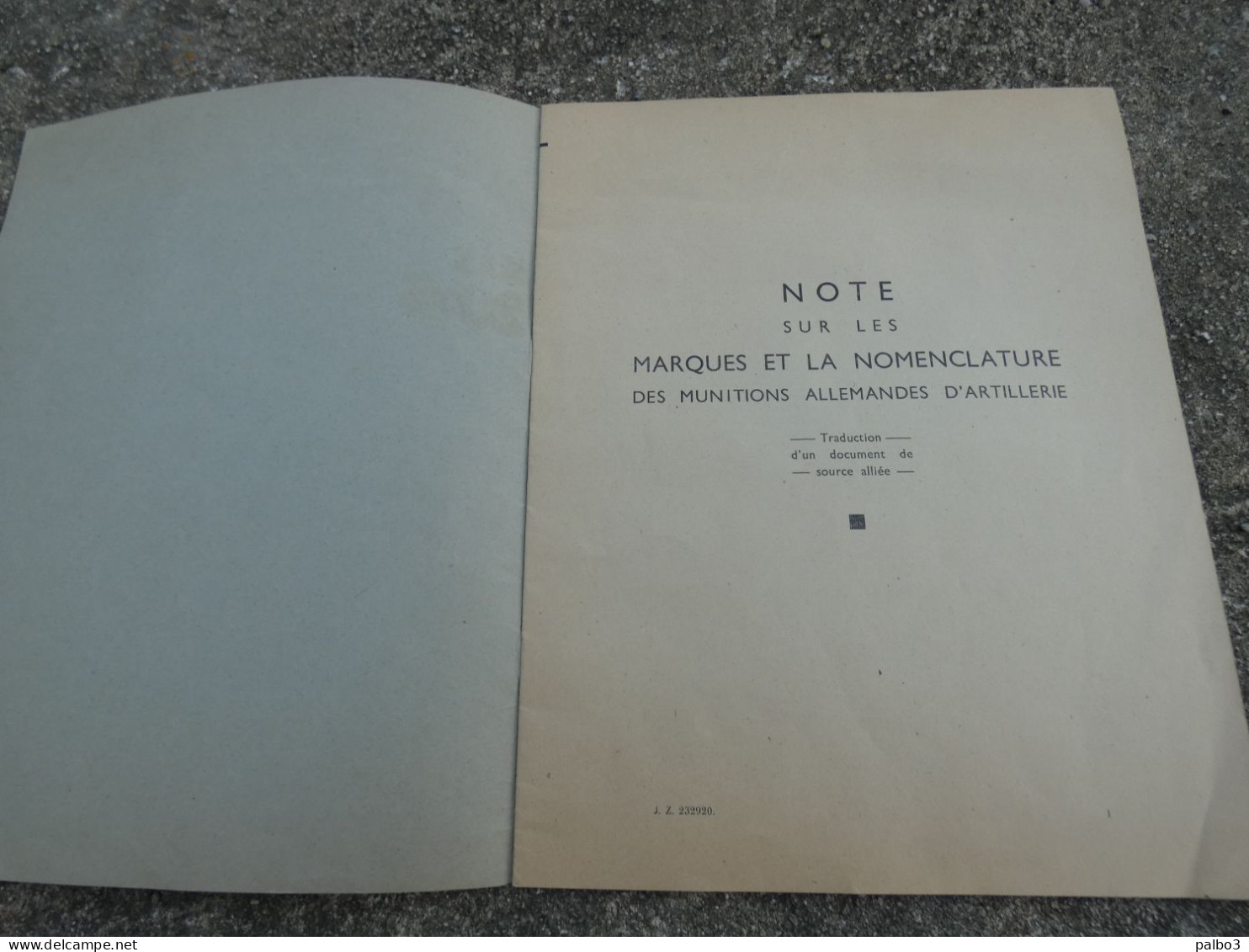 Rare Manuel 1952 Note Sur Les Marques Et La Nomenclature Des Munitions Allemandes Artillerie - 1939-45