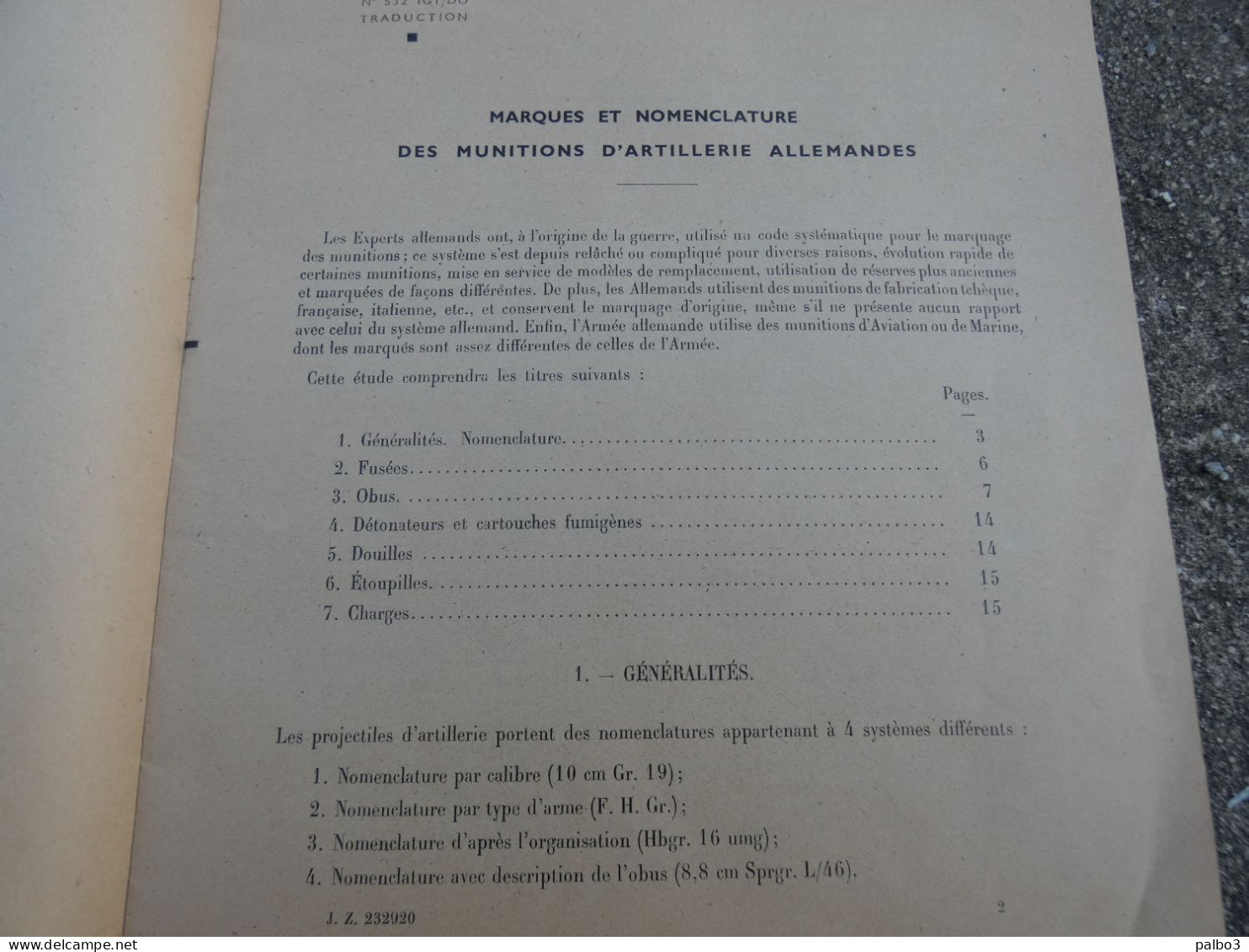 Rare Manuel 1952 Note Sur Les Marques Et La Nomenclature Des Munitions Allemandes Artillerie - 1939-45