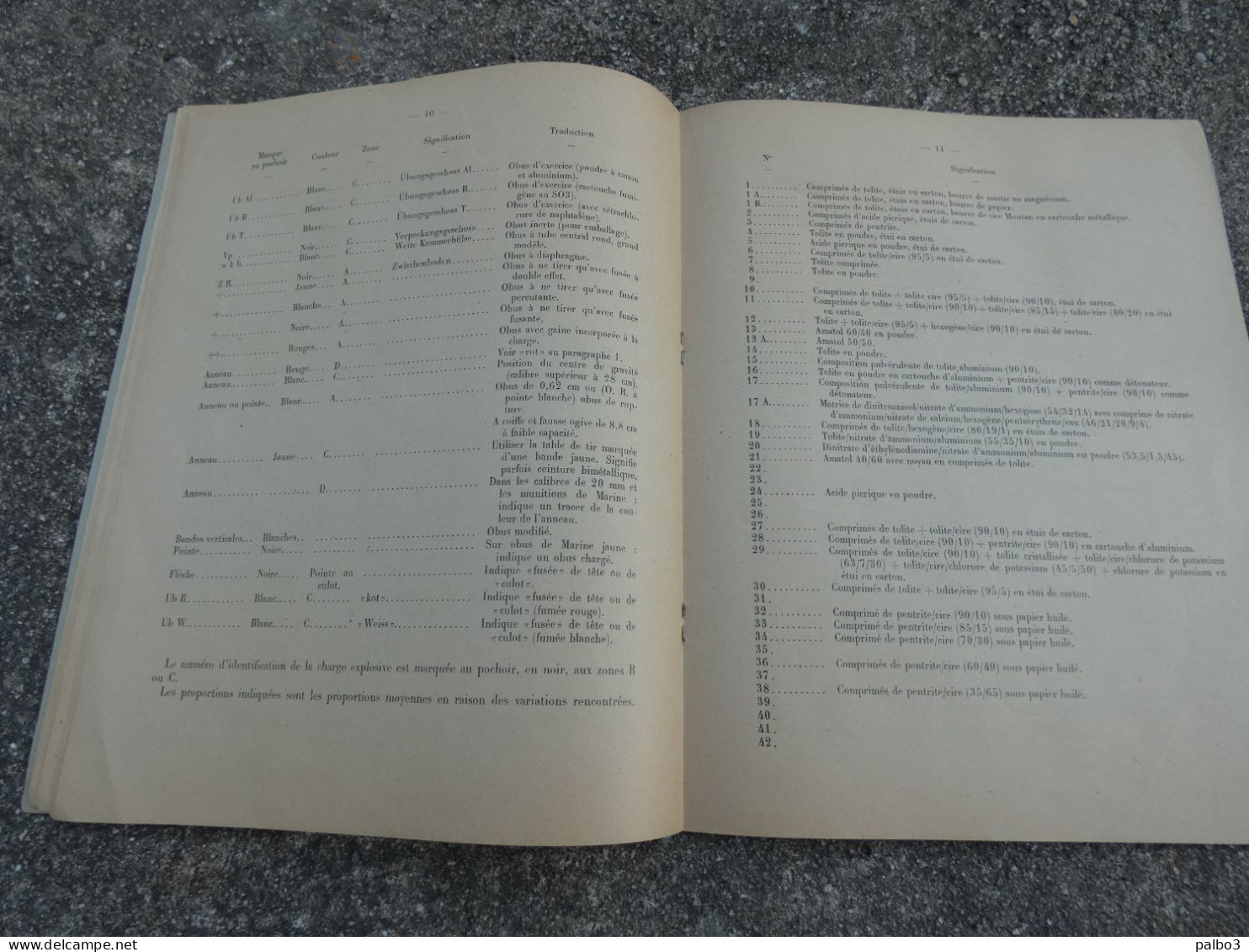 Rare Manuel 1952 Note sur les Marques et la Nomenclature des Munitions Allemandes Artillerie