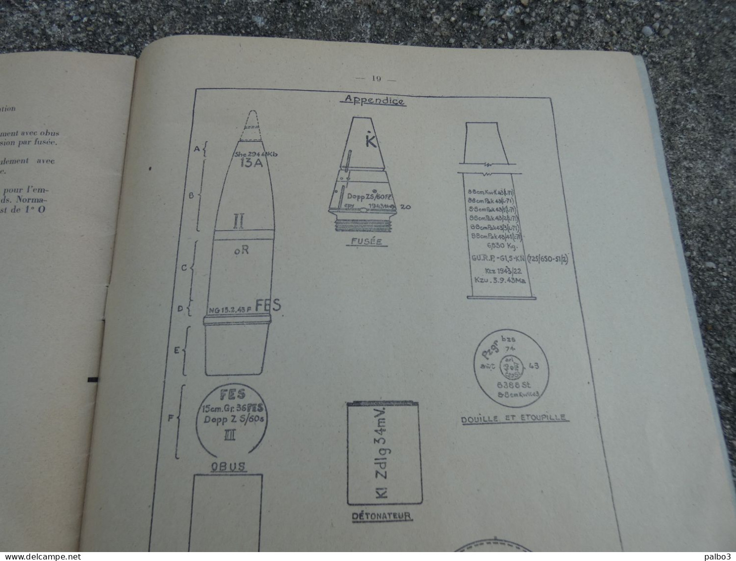 Rare Manuel 1952 Note sur les Marques et la Nomenclature des Munitions Allemandes Artillerie