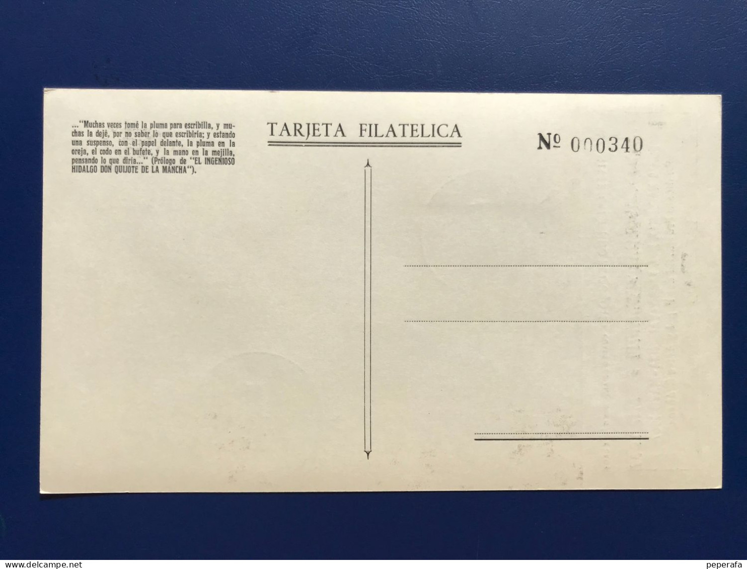 Spain España 1968, CERVANTES ESCRIBIENDO EL QUIJOTE, TARJETA FERIA NACIONAL DEL LIBRO VALENCIA - Unused Stamps