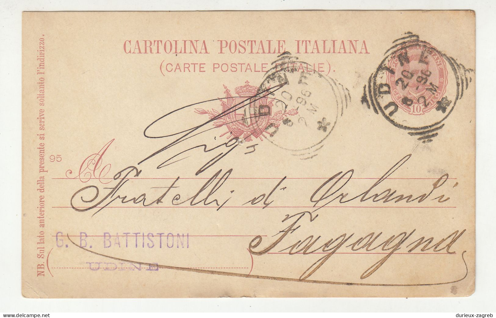 Italy 6 Postal Stationery Postcards Posted 1890's Udine, Cormor, Forgaria B240401 - Entiers Postaux