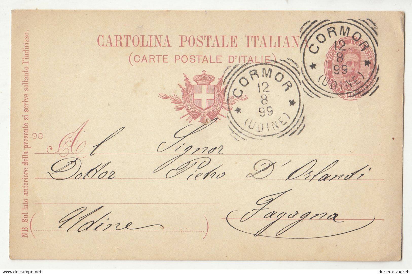 Italy 6 Postal Stationery Postcards Posted 1890's Udine, Cormor, Forgaria B240401 - Stamped Stationery