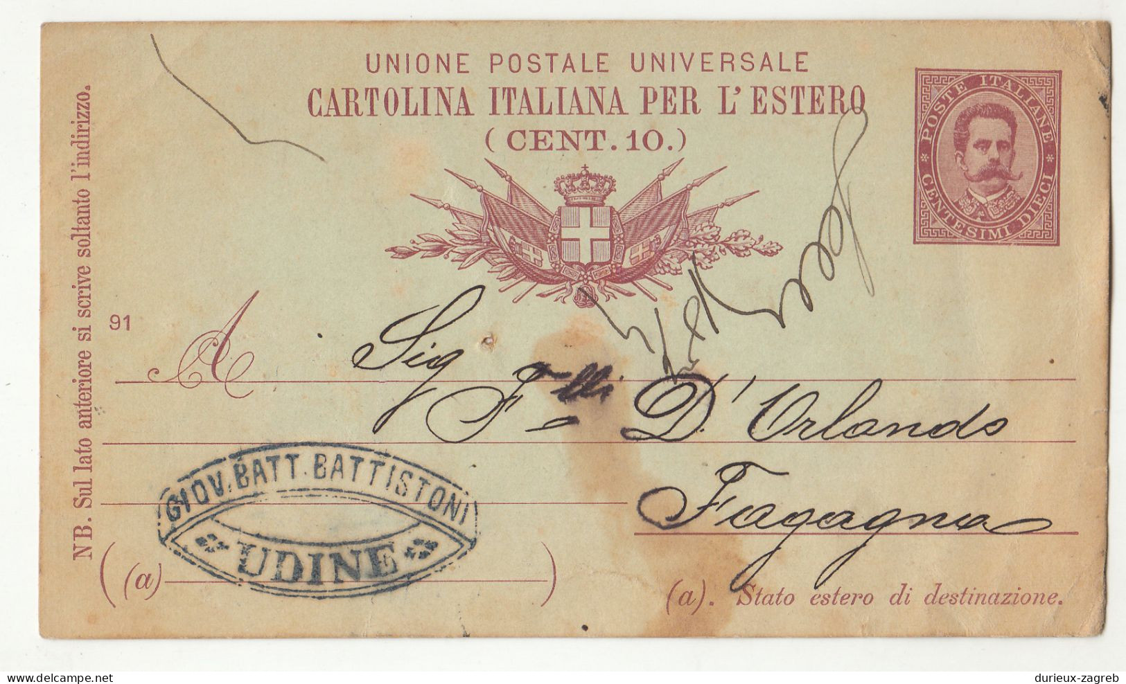 Italy 6 Postal Stationery Postcards Posted 1890's Udine, Cormor, Forgaria B240401 - Entiers Postaux