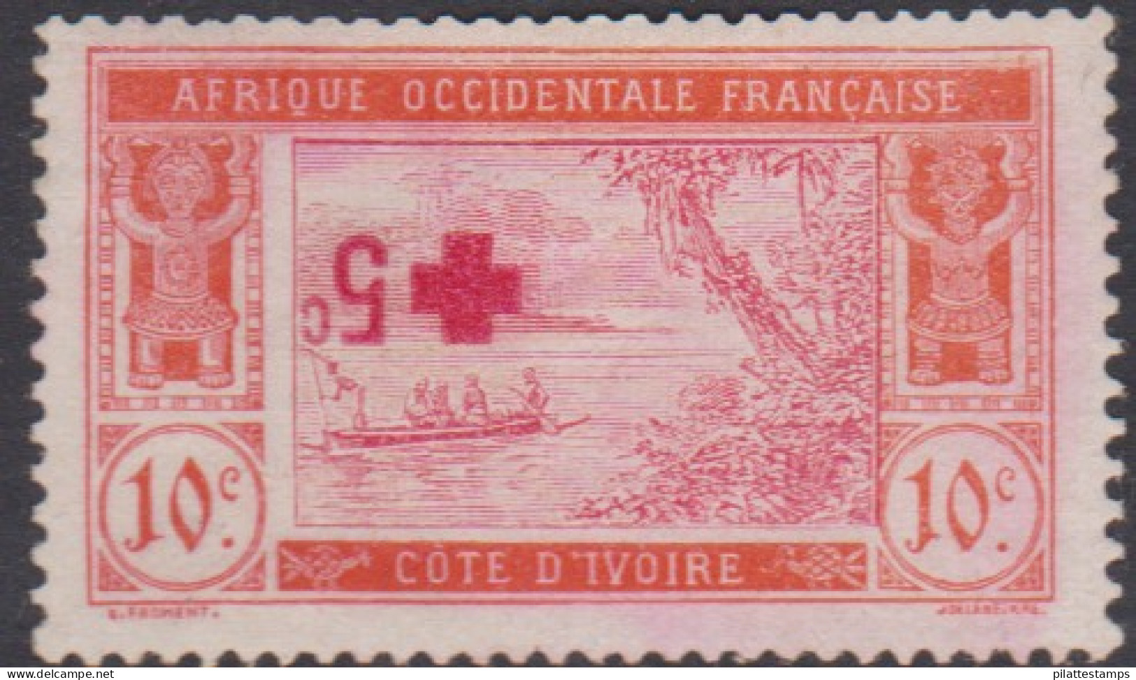 Côte D'ivoire  58f* Variété Surcharge Renversée - Other & Unclassified