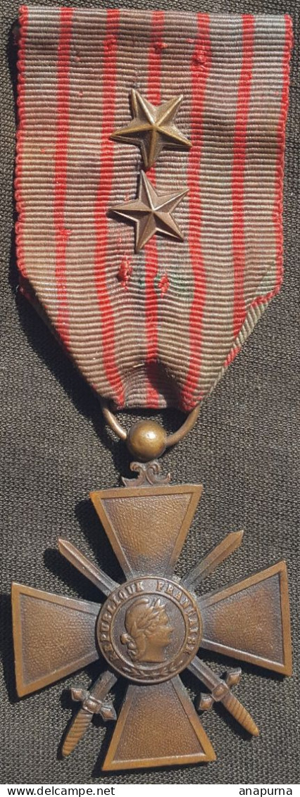 Croix De Guerre 1914 1916. 2 Citations. - Francia