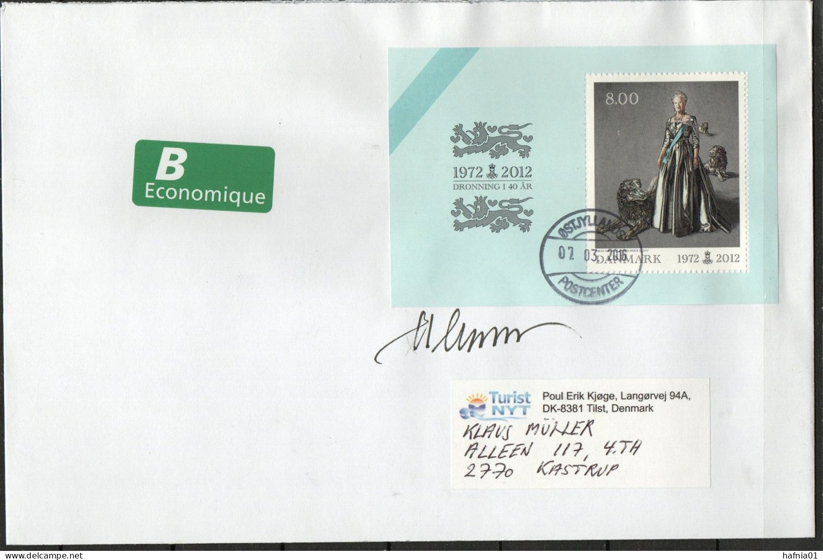 Martin Mörck. Denmark 2012. 40 Anniv Regency Queen Margrethe II. Michel Bl. 47 On Letter Signed. - Covers & Documents