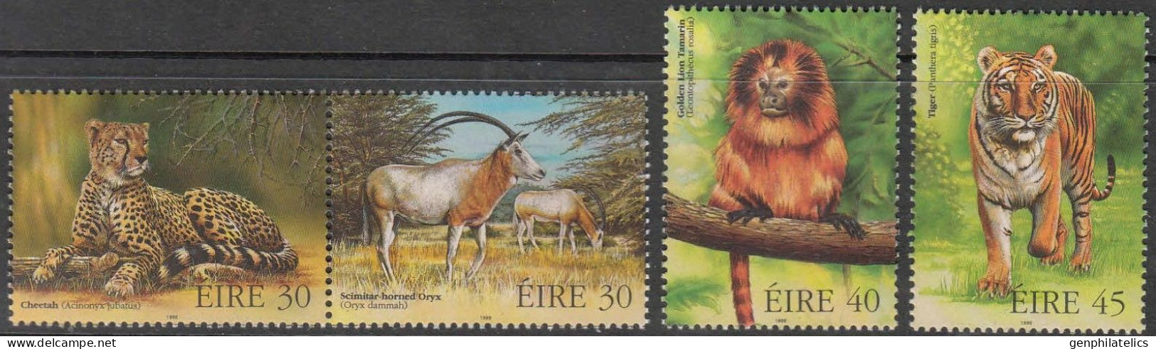 IRELAND 1998 FAUNA Wild Animals TIGER ANTHELOPE MONKEY CHEETAH - Fine Set MNH - Ongebruikt