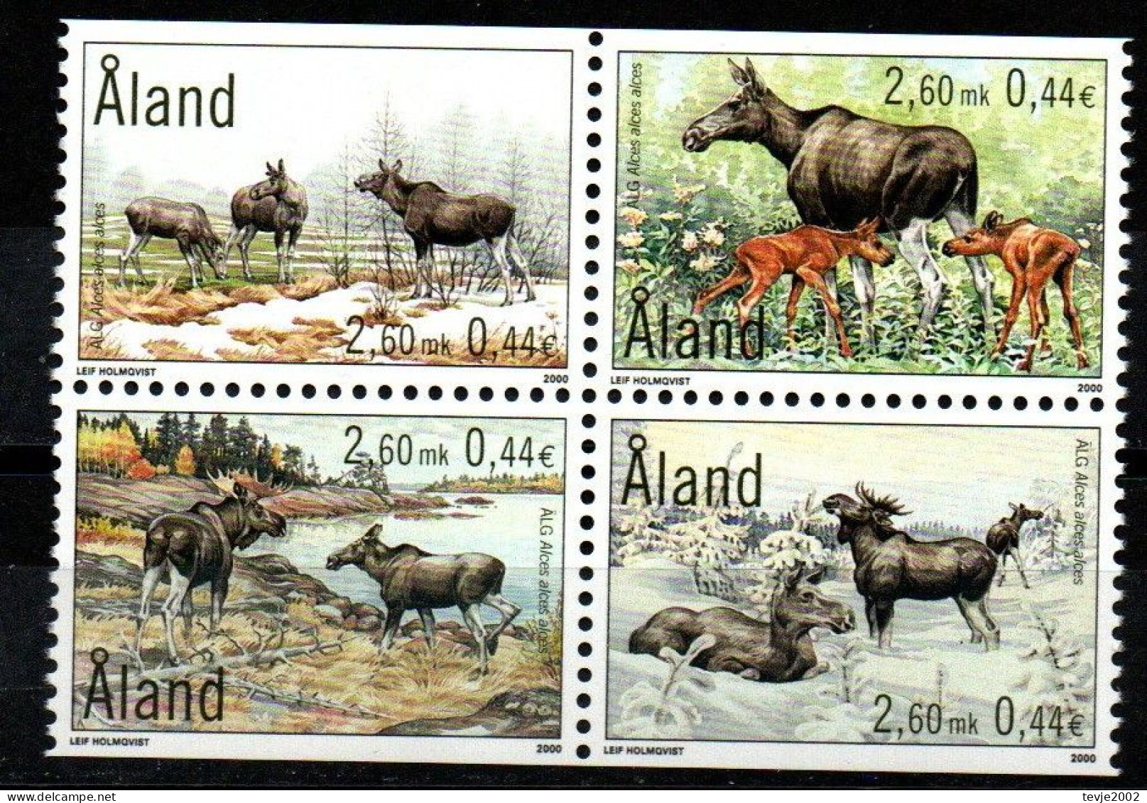 Aland 2000 - Mi.Nr. 171 - 174 - Postfrisch MNH - Tiere Animals Elch Elk - Wild