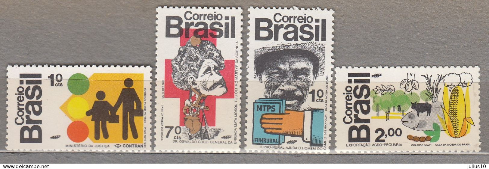 BRAZIL 1972 MNH(**) Traffic Lights Red Cross Agriculture Mi 1352-1355 XV 50 EUR #34061 - Unused Stamps