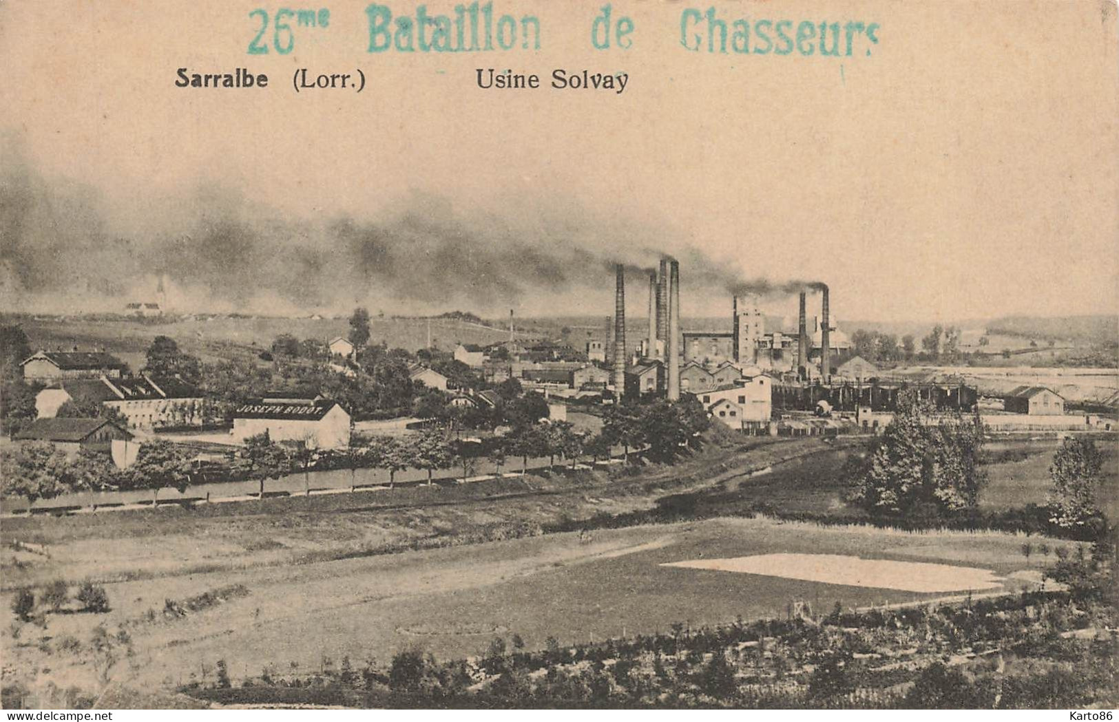 Sarralbe , Moselle * Usine SOLVAY * + CACHET Militaire 26ème Bataillon De Chasseurs * Régiment Militaria - Sarralbe