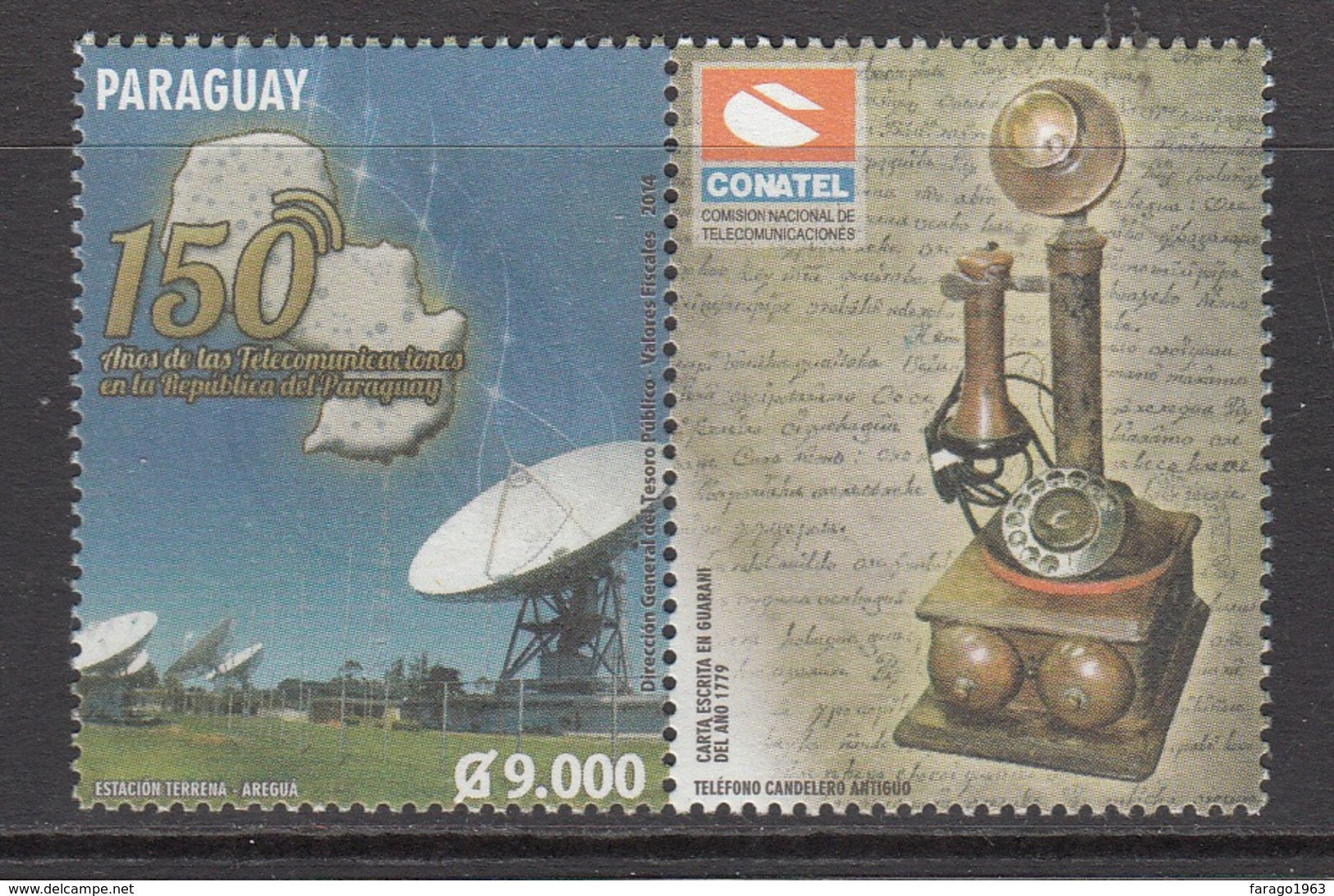2014 Paraguay Telecommunications Telephone Complete Set Of 1 + Tab MNH - Paraguay