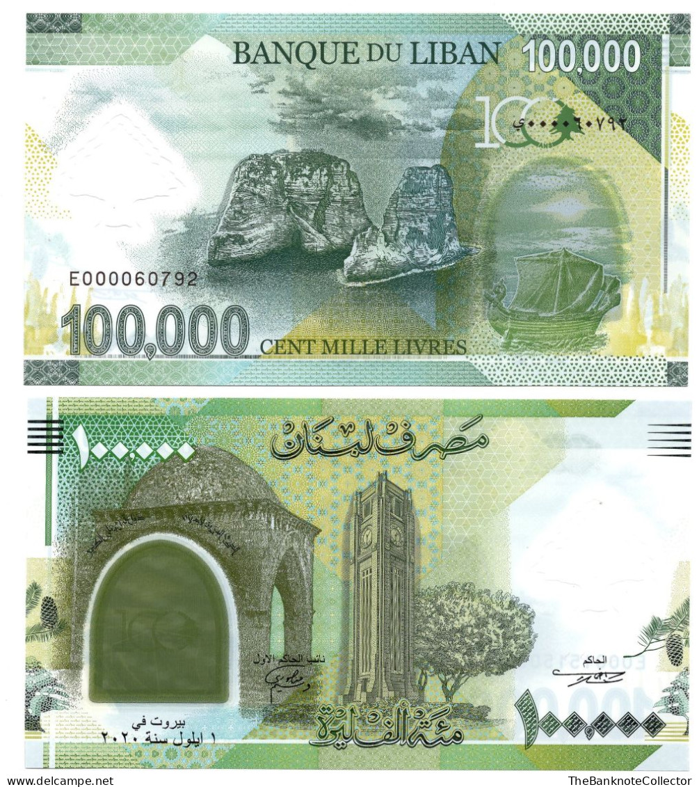 Lebanon  100000 Livres 2020 P-99 UNC 100th Anniversary Founding Commemorative Polymer - Libanon