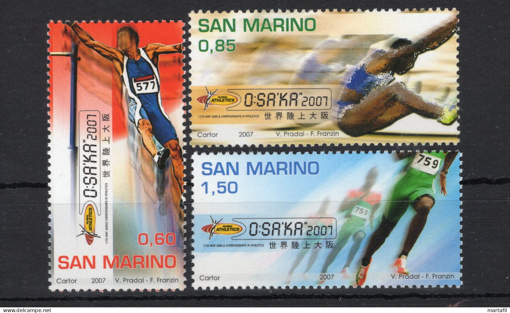 2007 SAN MARINO SET MNH ** 2142/2144 Campionato Mondiale Di Atletica Leggera Di Osaka - Neufs