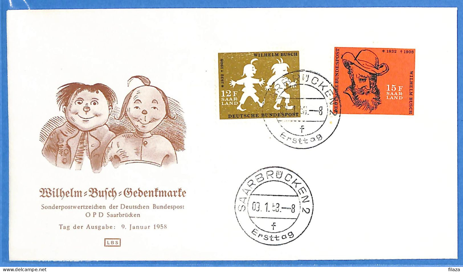 Saar - 1958 - Carte Postale FDC De Saarbrücken - G31898 - FDC