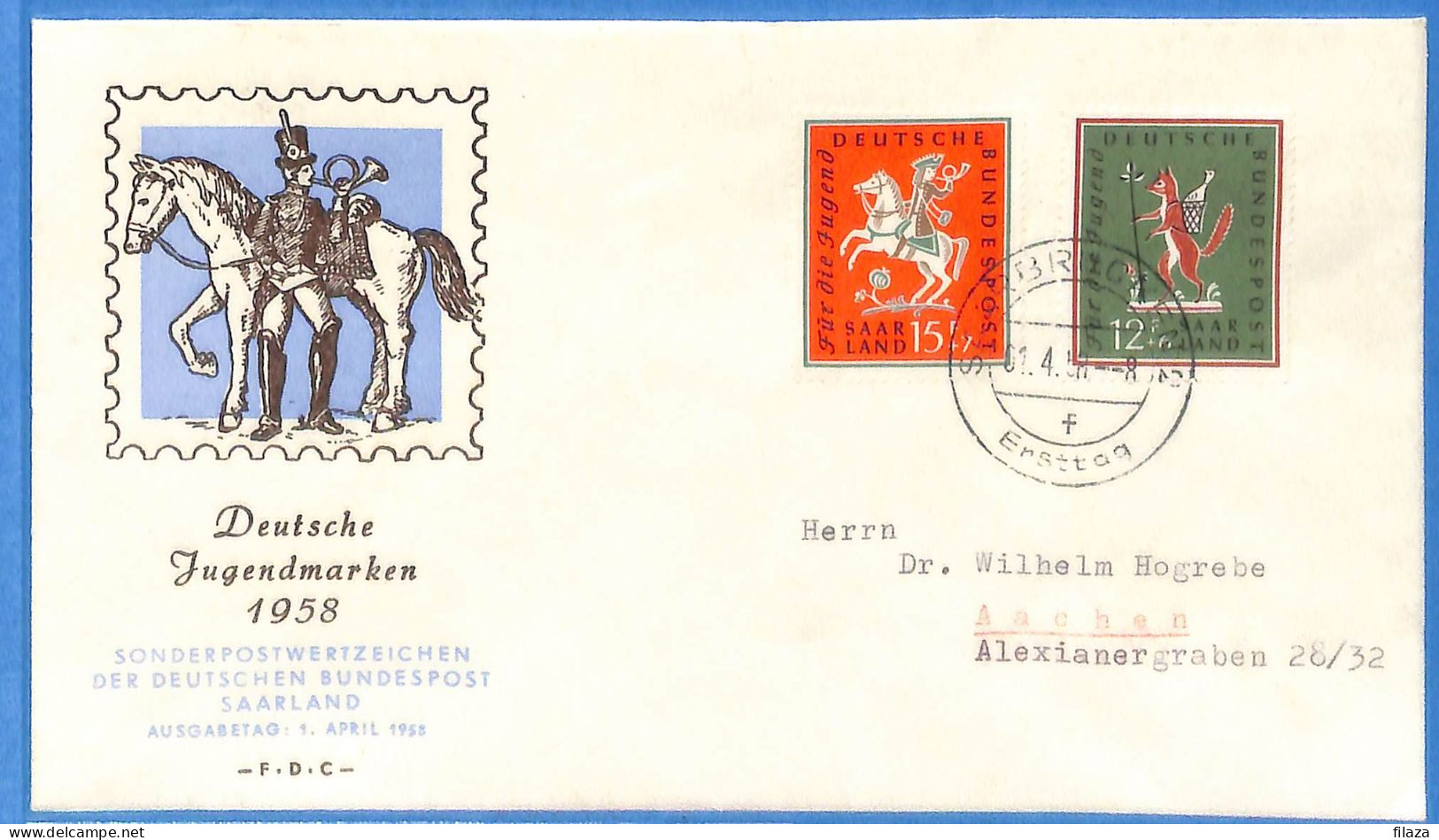 Saar - 1958 - Carte Postale FDC De Saarbrücken - G31901 - FDC