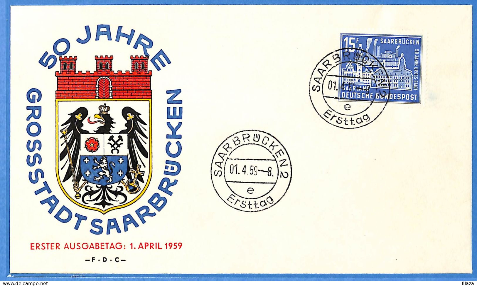 Saar - 1959 - Carte Postale FDC De Saarbrücken - G31895 - FDC