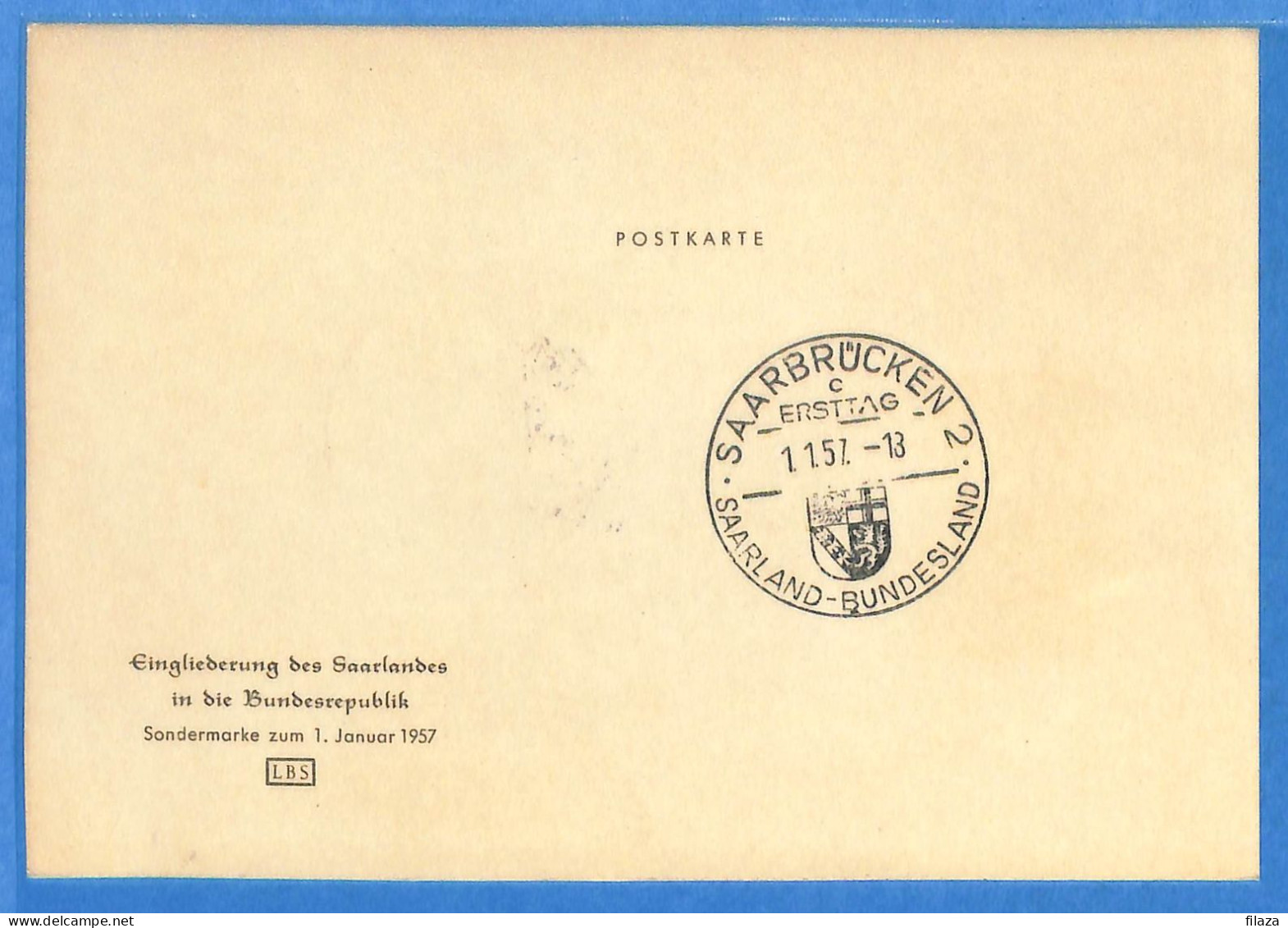 Saar - 1957 - Carte Postale FDC De Saarbrücken - G31885 - FDC