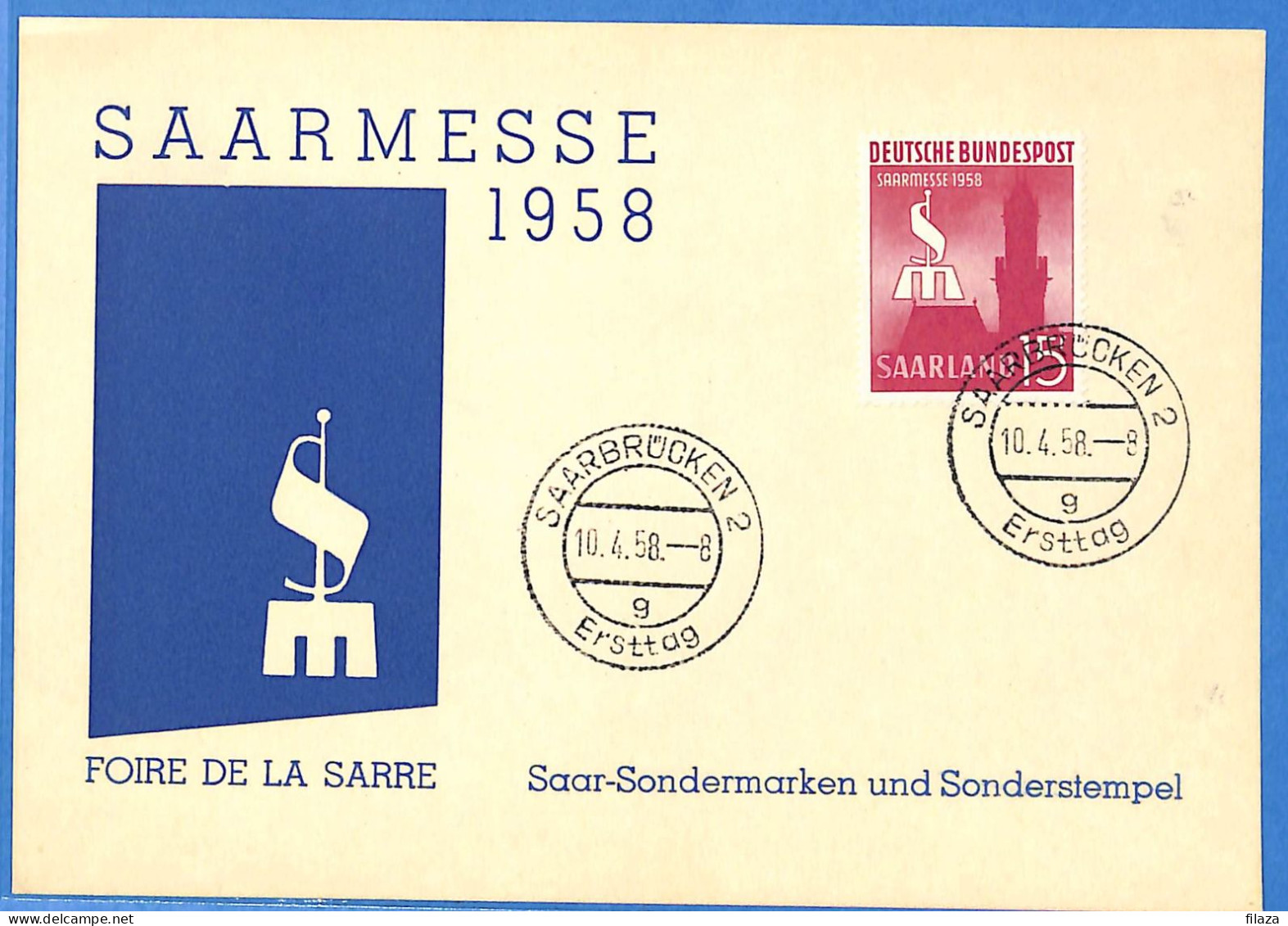 Saar - 1958 - Carte Postale FDC De Saarbrücken - G31871 - FDC