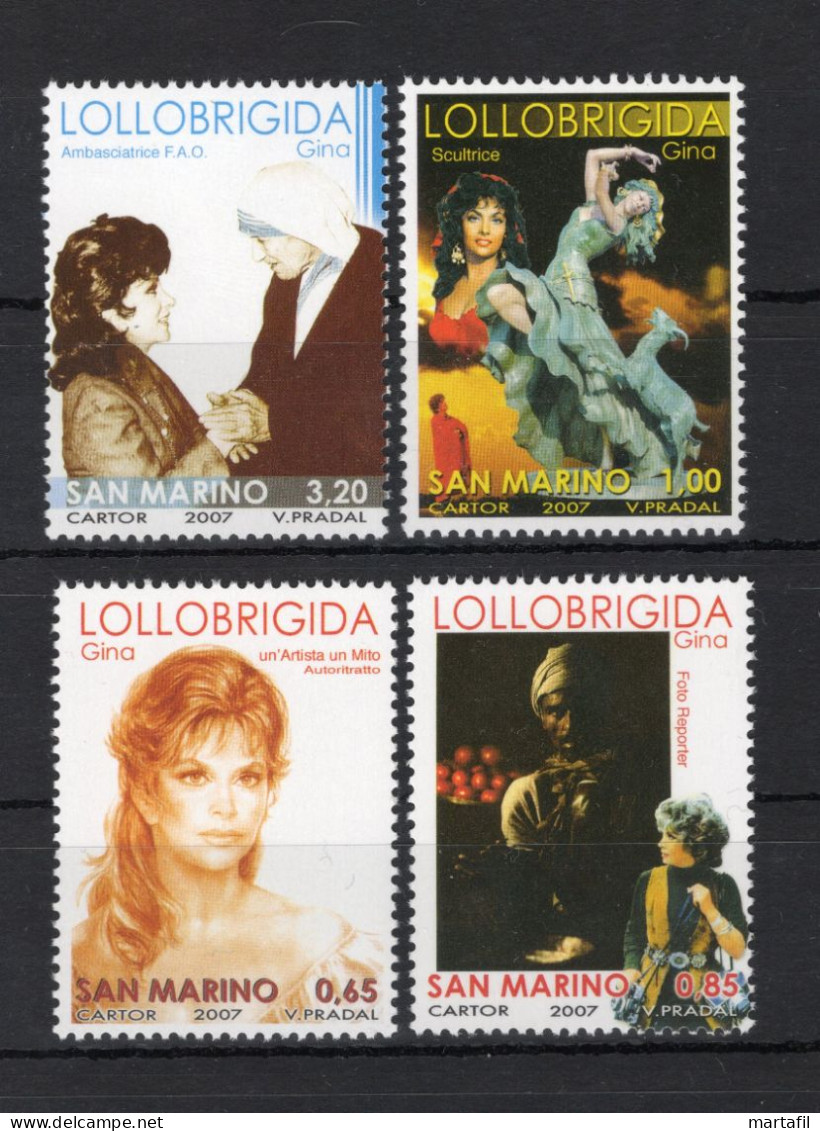 2007 SAN MARINO SET MNH ** 2130/2133 Gina Lollobrigida - Ongebruikt