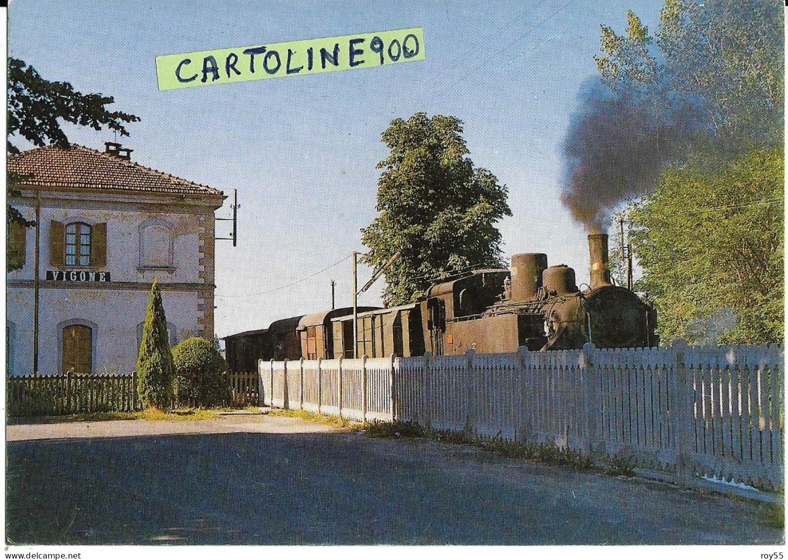 Piemonte Torino Vigone Stazione Ferroviaria Di Vigone Veduta Treno In Transito A Vapore - Gares - Avec Trains