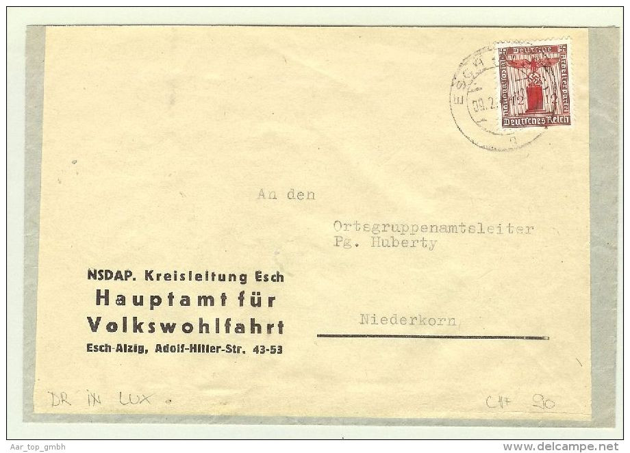 Luxemburg 1944-02-09 Brief DR Dienstpost Nach Niederkorn - 1940-1944 Occupation Allemande