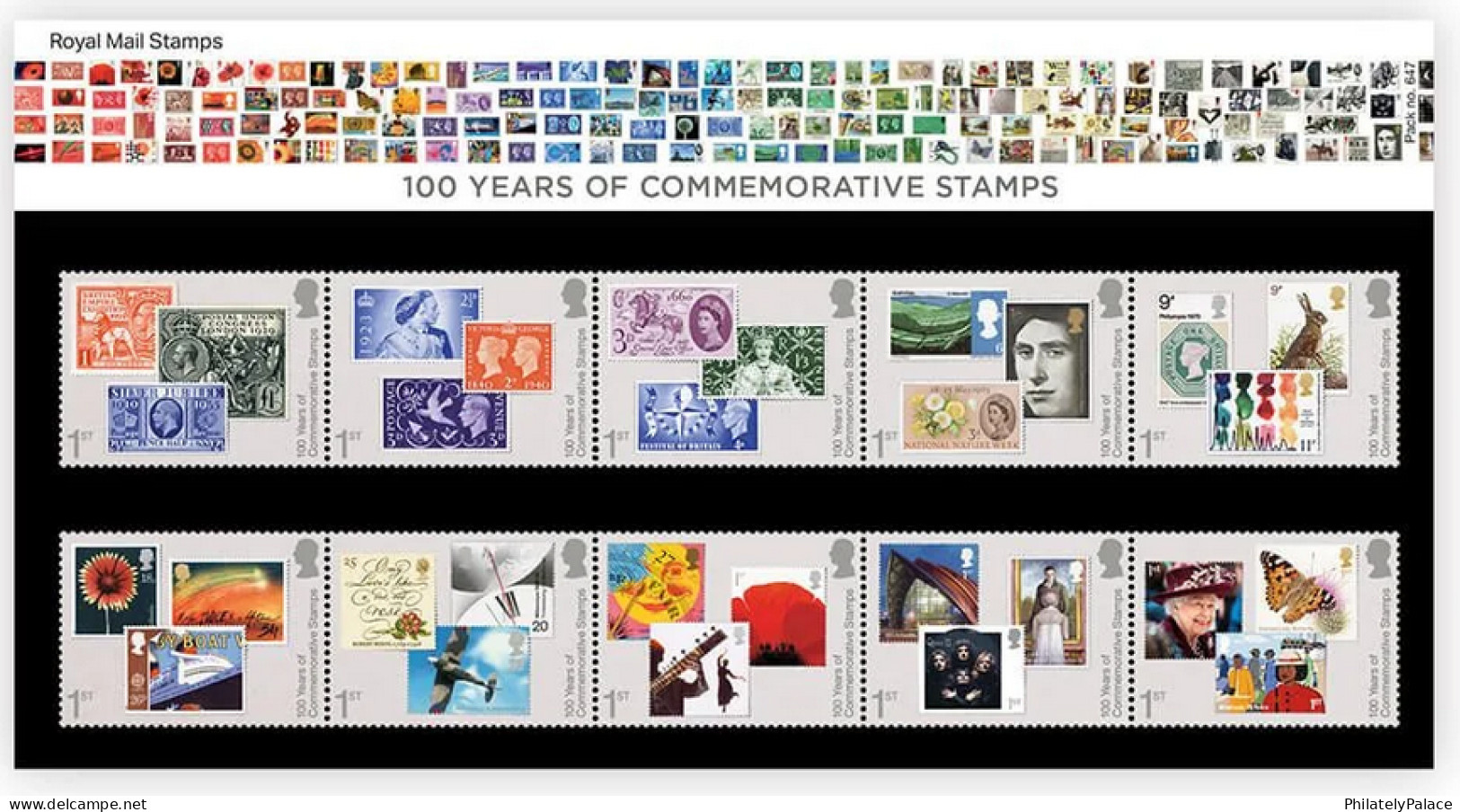 Great Britain (UK) New 2024 ,Stamp On Stamp, Lion,Queen,Butterfly,Flower,Music,Presentation Pack, Set Of 10, MNH (**) - Nuevos