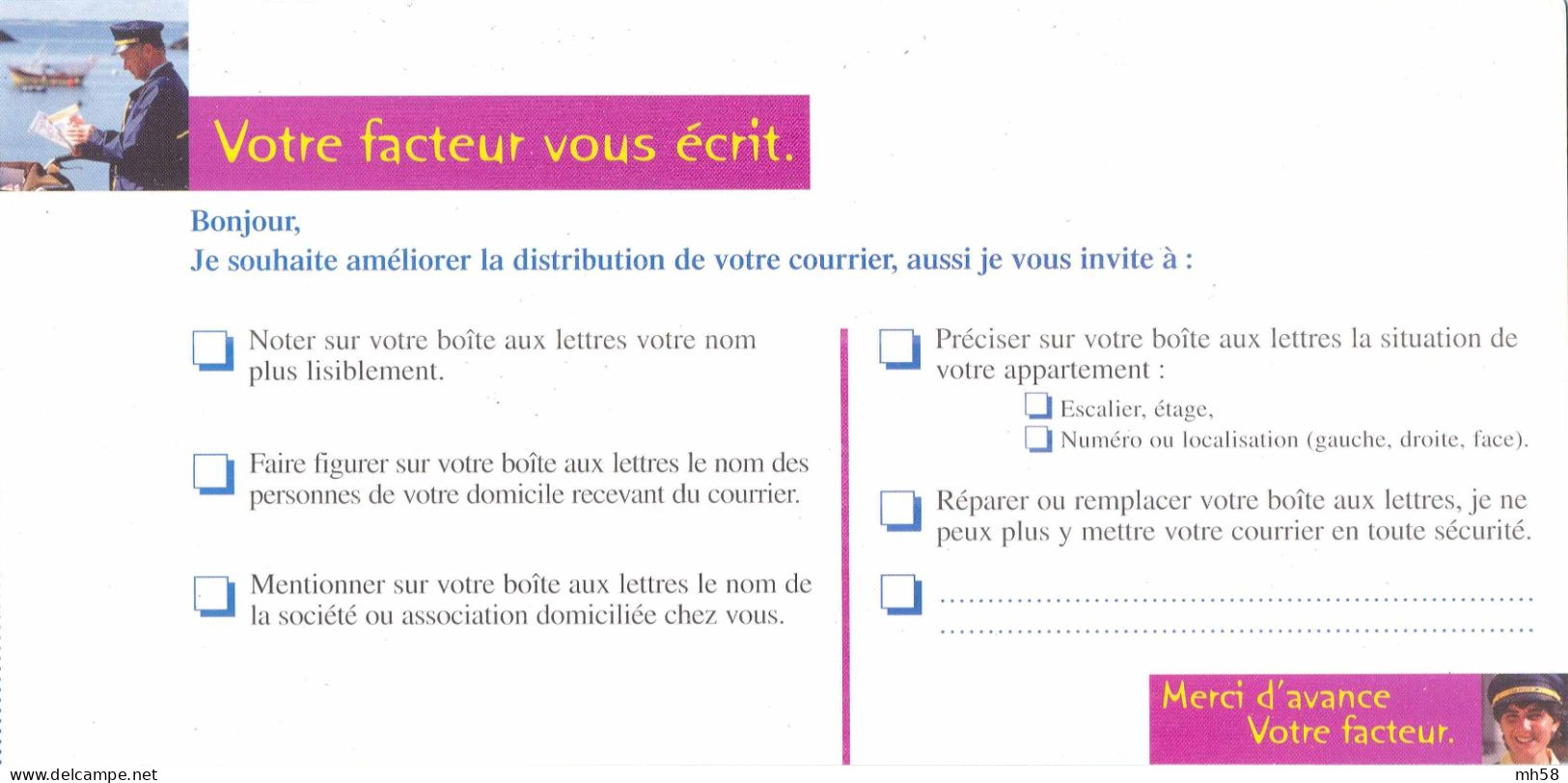 Entier FRANCE - PAP Enveloppe Service HORS COMMERCE Votre Facteur Vous écrit Neuf ** - TVP Voyage D'une Lettre : Facteur - Prêts-à-poster:Stamped On Demand & Semi-official Overprinting (1995-...)