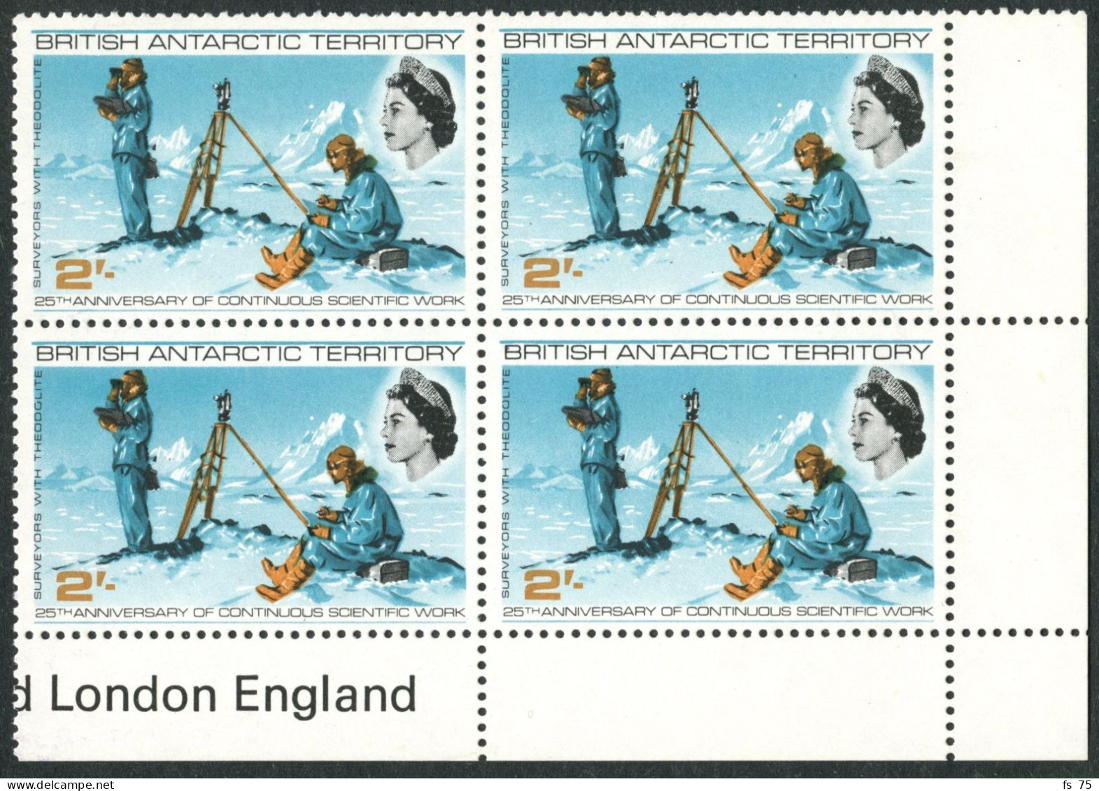 BRITISH ANTARCTIC TERRITORY - N°21 A 24 SIENTIFIC WORK EN BLOC DE 4 COIN DE FEUILLE - NEUFS - Nuevos