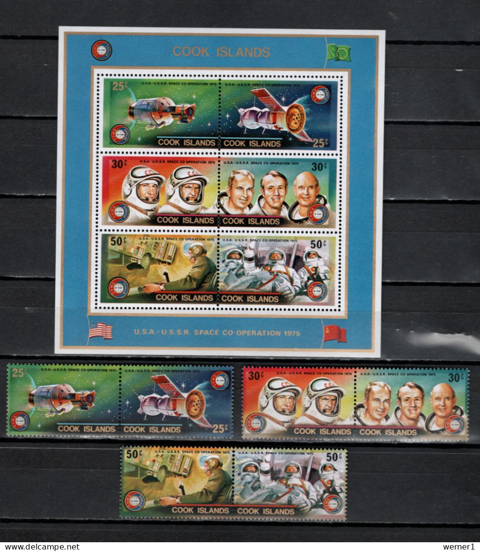 Cook Islands 1975 Space, Apollo-Soyuz Set Of 6 + S/s MNH - Oceania