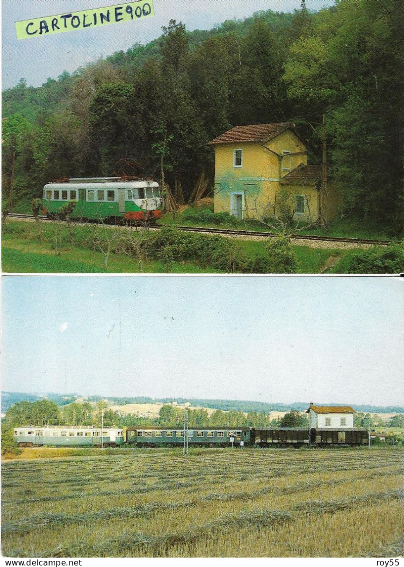 Treno Linea Ferrovia Crocetta Castel Di Sangro Linea Ferrovia Terni Perugia S.sepolcro Veduta Elettromotrici (2 Cards) - Treinen