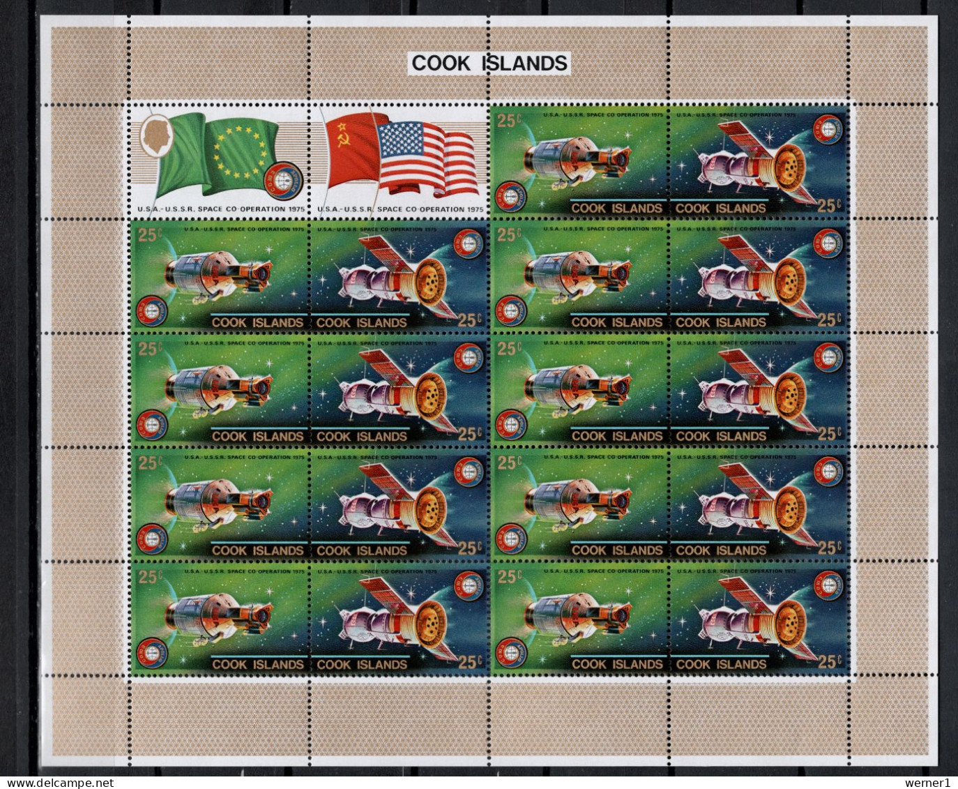 Cook Islands 1975 Space, Apollo-Soyuz Set Of 3 Sheetlets MNH - Oceania