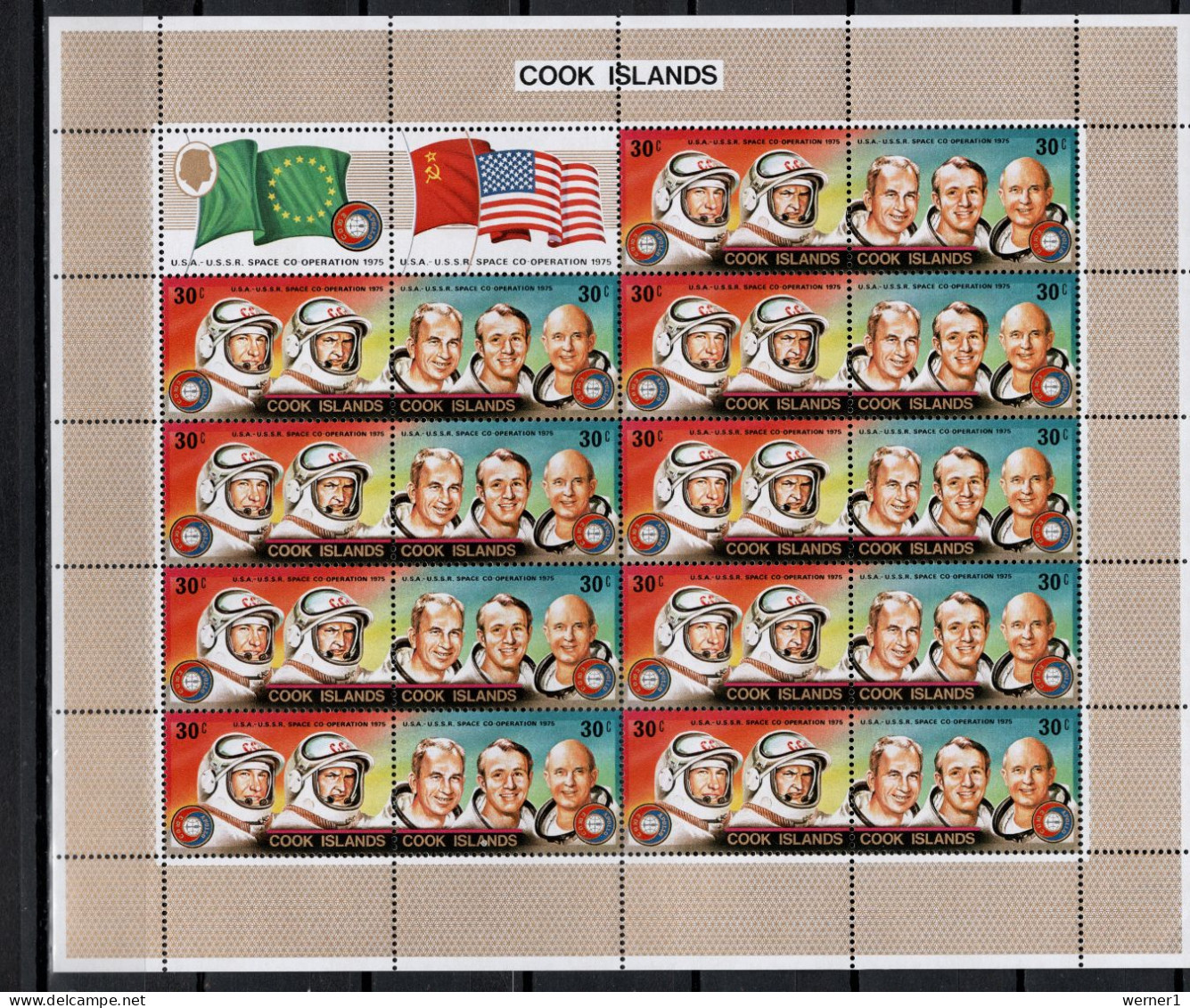 Cook Islands 1975 Space, Apollo-Soyuz Set Of 3 Sheetlets MNH - Oceania