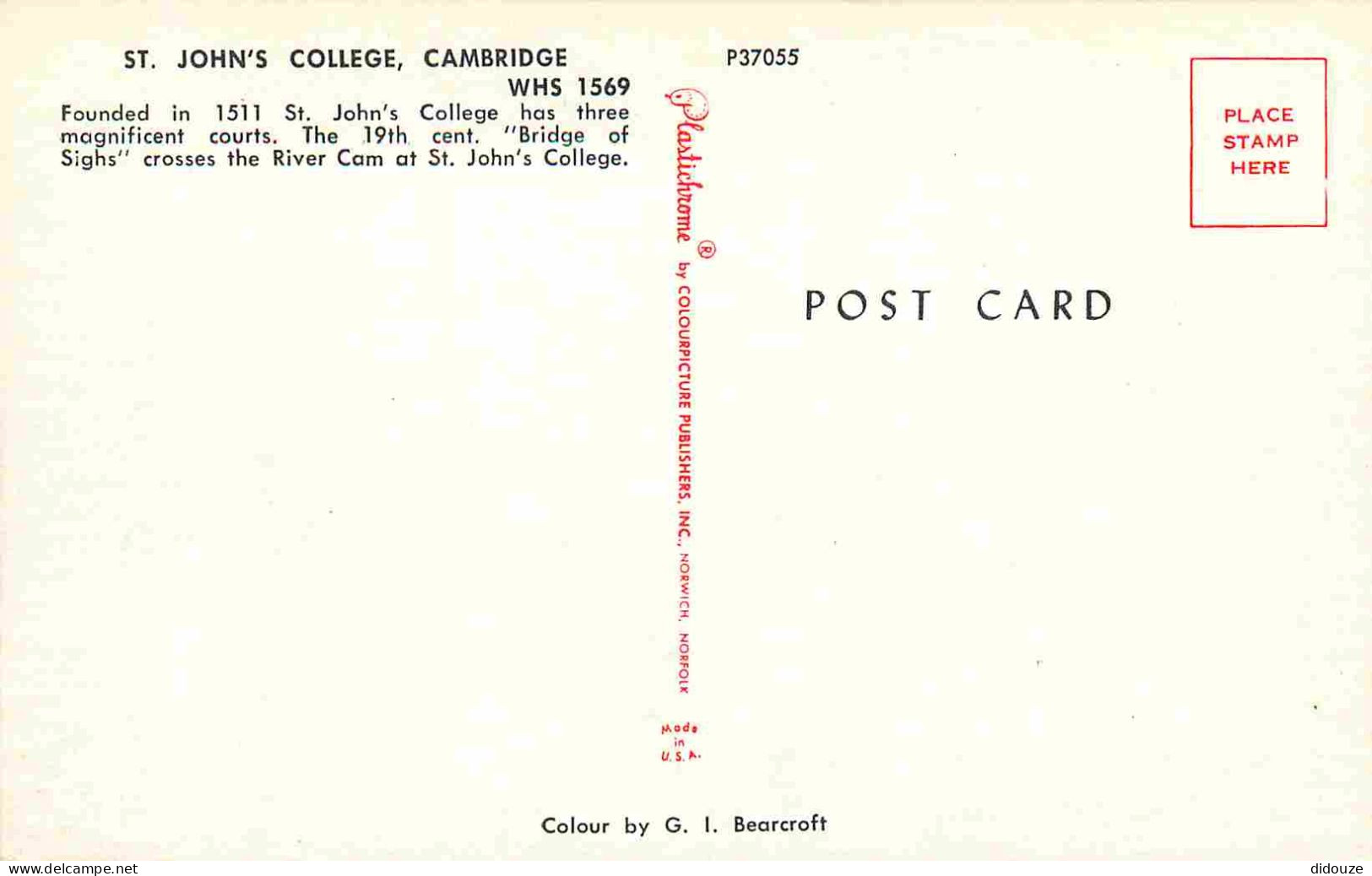 Angleterre - Cambridge - St John's College - Cambridgeshire - England - Royaume Uni - UK - United Kingdom - CPM Format C - Cambridge