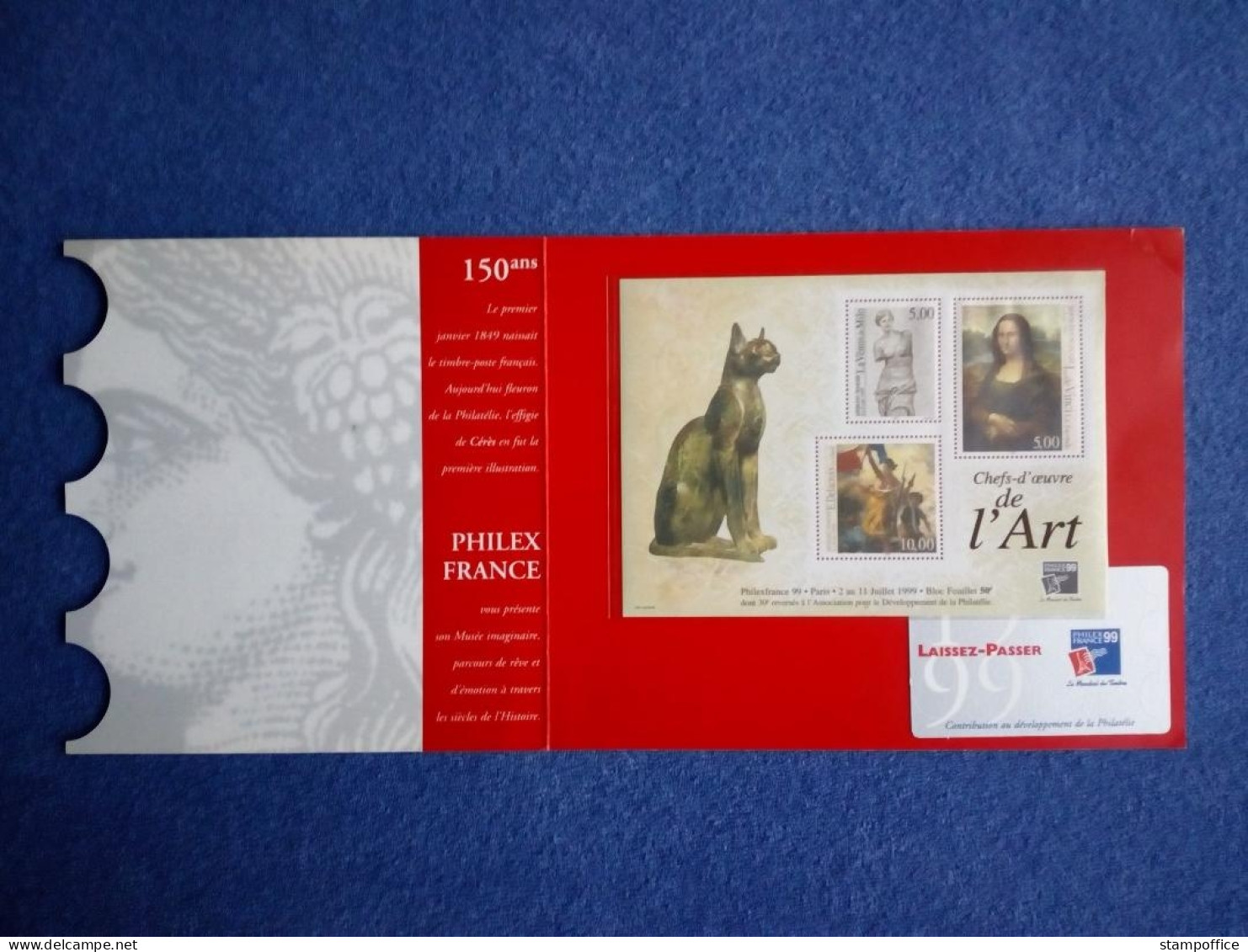 FRANKREICH BLOCK 20 POSTFRISCH(MINT) PHILEXFRANCE`99 PARIS MONA LISA DA VINCI MIT EINTRITTSKARTE - Filatelistische Tentoonstellingen