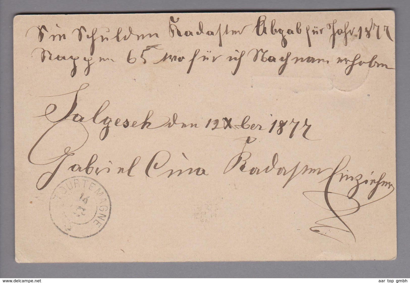Heimat CH VS Salquenen 1877-10-12 Langstempel Auf NN-Ganzsache - Cartas & Documentos