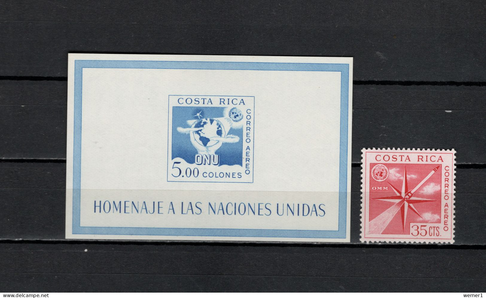 Costa Rica 1961 Space, United Nations Stamp + S/s MNH - Amérique Du Nord