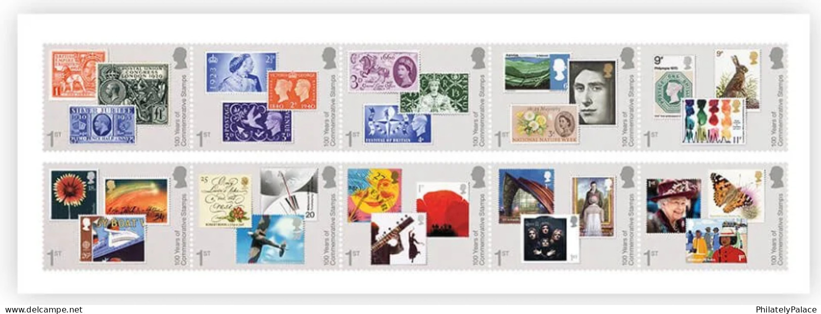 Great Britain (UK) New 2024 ,Stamp On Stamp, Lion,Queen,Butterfly,Flower,Music,Architecture, Set Of 10, MNH (**) - Unused Stamps