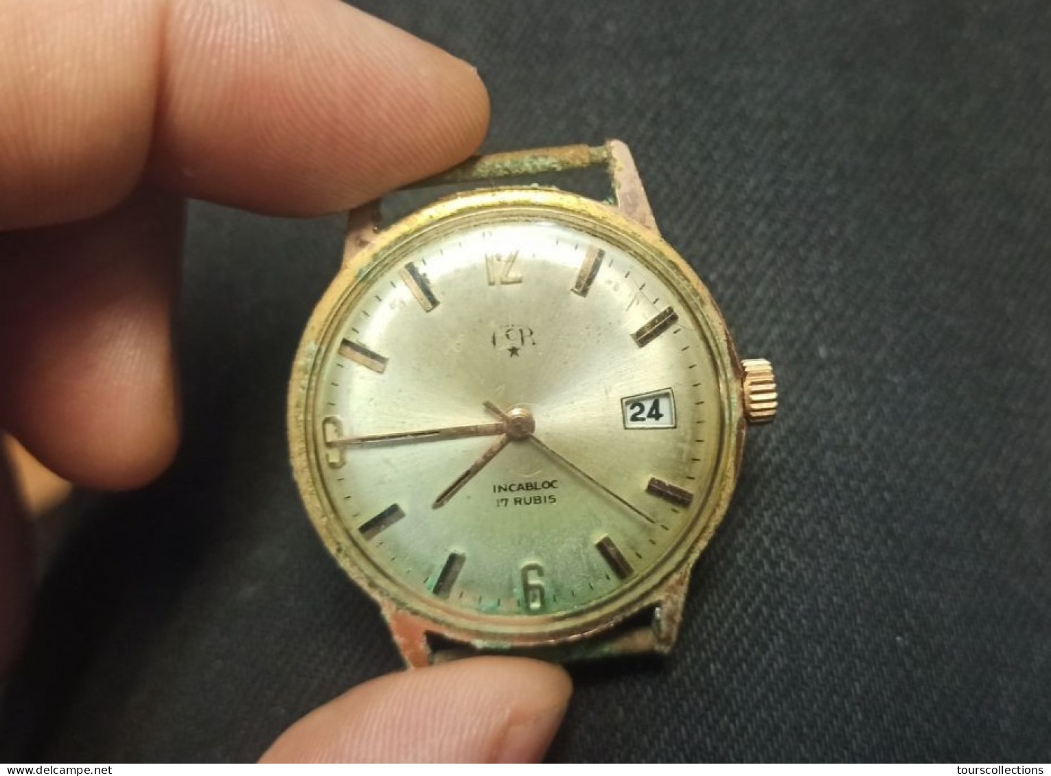 MONTRE MECANIQUE FOR Avec Dateur Incabloc 17 Rubis Mouvement Qui Fonctionne - Diamètre 32 Mm - Watches: Old